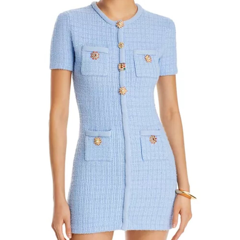 Self-Portrait Jewel Button Knit Minidress